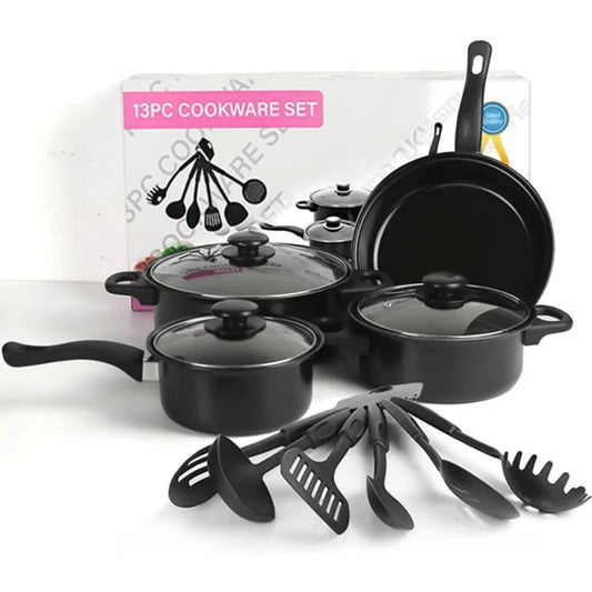 Cobasport 13 Piece Nonstick Cookware Set For Induction Cooker With Iron Core Medical Stone Coating For Even Heat-A