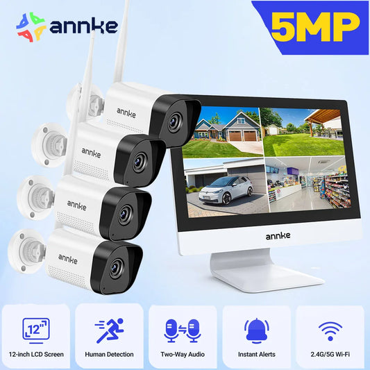ANNKE 5MP NVR Kit With Monitor Outdoor Wireless Cameras