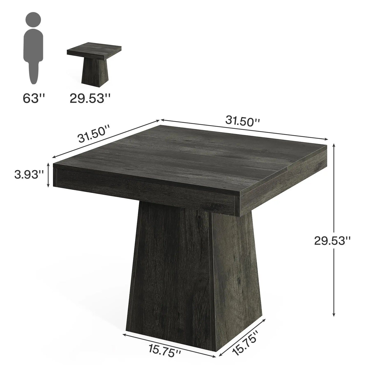 Tribesigns Square Dining Table Farmhouse Style for Small Spaces Kitchen Dining Room-A