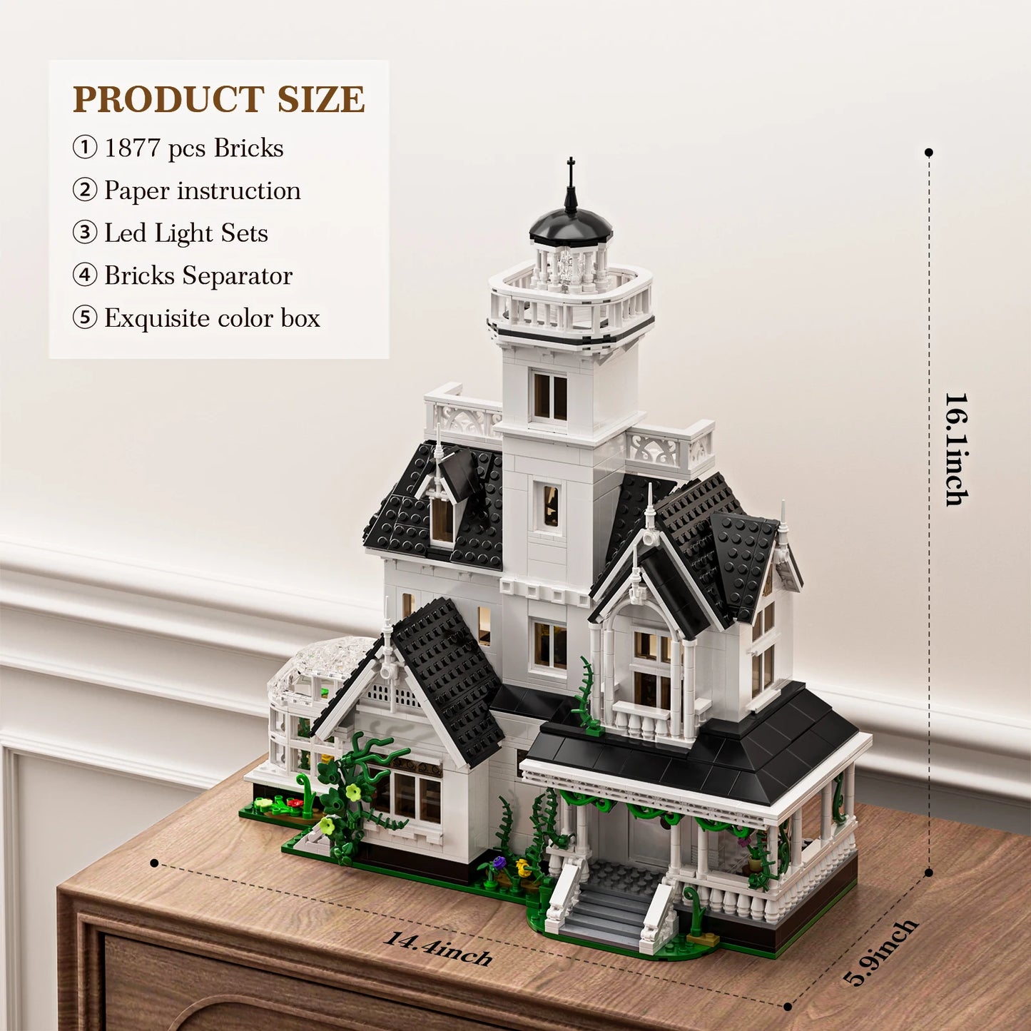 Magic House Building Set Owens House LED Light Victorian Mansion For Home Decor Accent-A