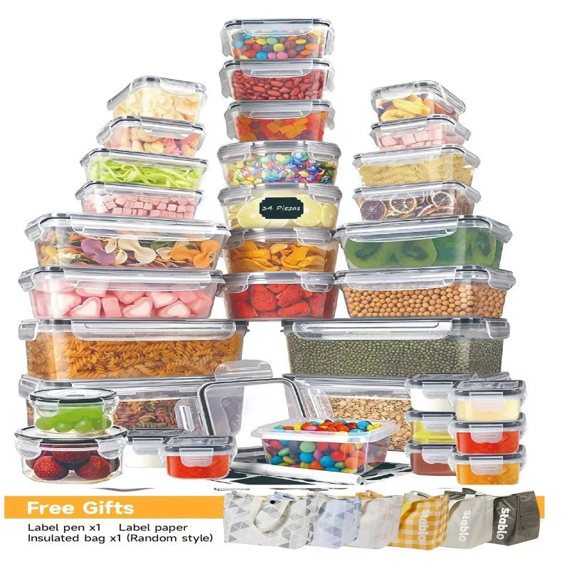Airtight Food Storage Containers 48 Piece Set Stackable With Locking Lids BPA Free Leak Proof Labels Included-A