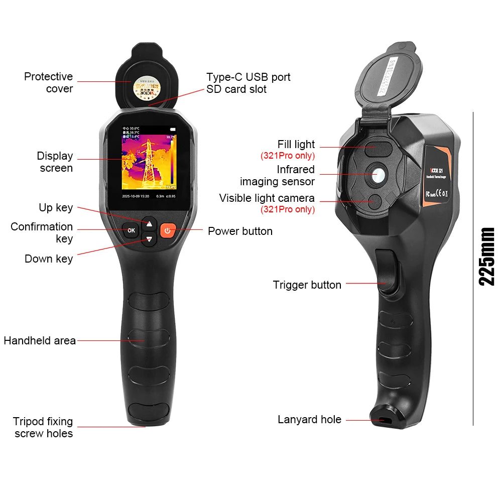 Victor 321 Pro Handheld Thermal Camera Infrared 240x240 25Hz With 60 MilliKelvin Sensitivity And 50 Degree Field Of View-A