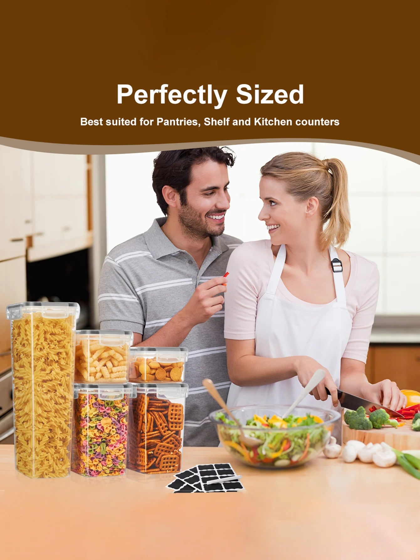 Sealed Food Storage Containers With Lids 48 Piece Pantry Jars Set For Dry Goods And Snacks-A