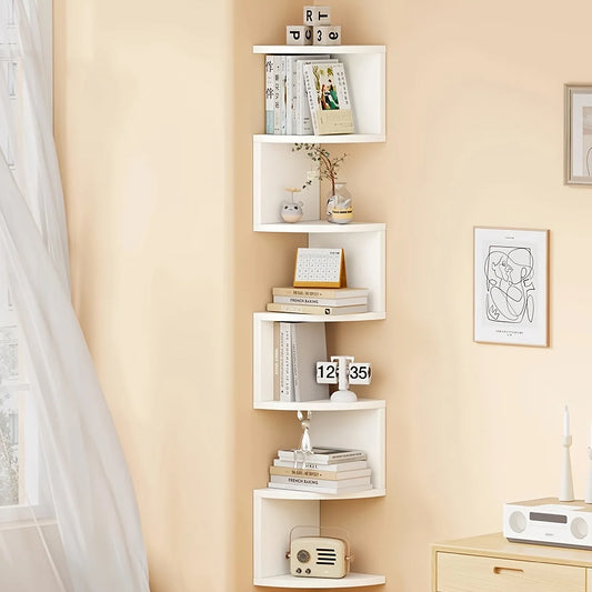 7 Tier Rustic Wall Mounted Corner Shelf For Living Room
