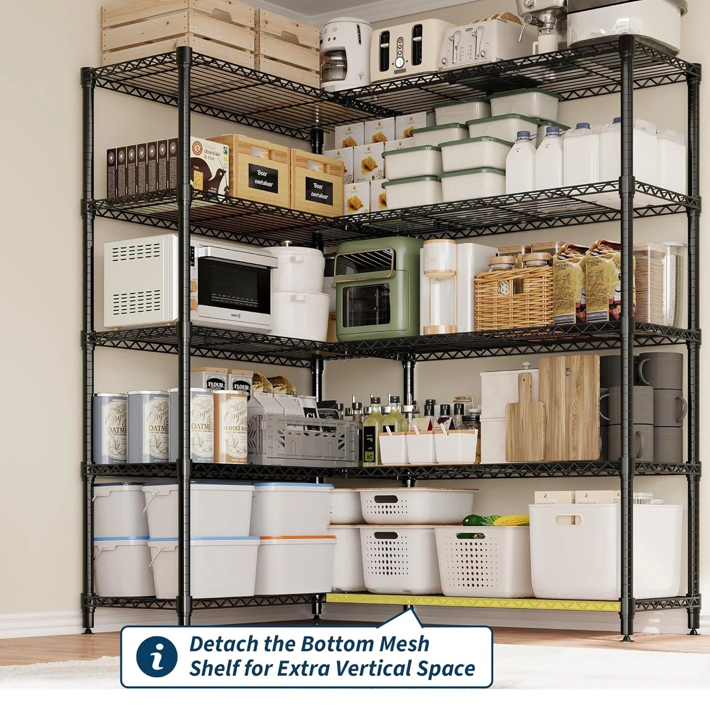 Twister CK Heavy Duty Metal Shelving Unit Five Tier Storage Adjustable L Shaped Layout For Garage And Workshop-A