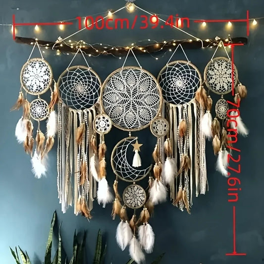 Handcrafted Dream Catcher Moon Dream Chaser Bohemian Bedside Decor Moon And Sun