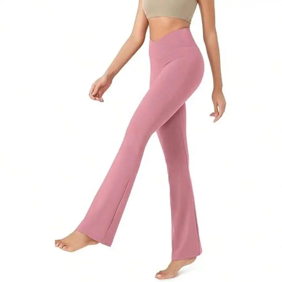 Womens High Waisted Flare Yoga Pants Wide Leg Workout Leggings