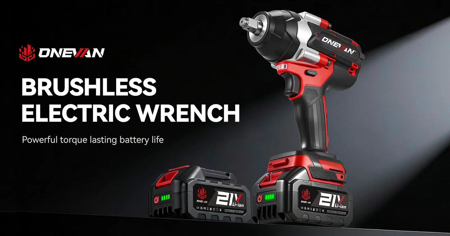 ONEVAN Brushless Electric Impact Wrench 1800 Nm Torque Cordless Tool A Stepless Speed Switch 0 To 7200 IPM-A