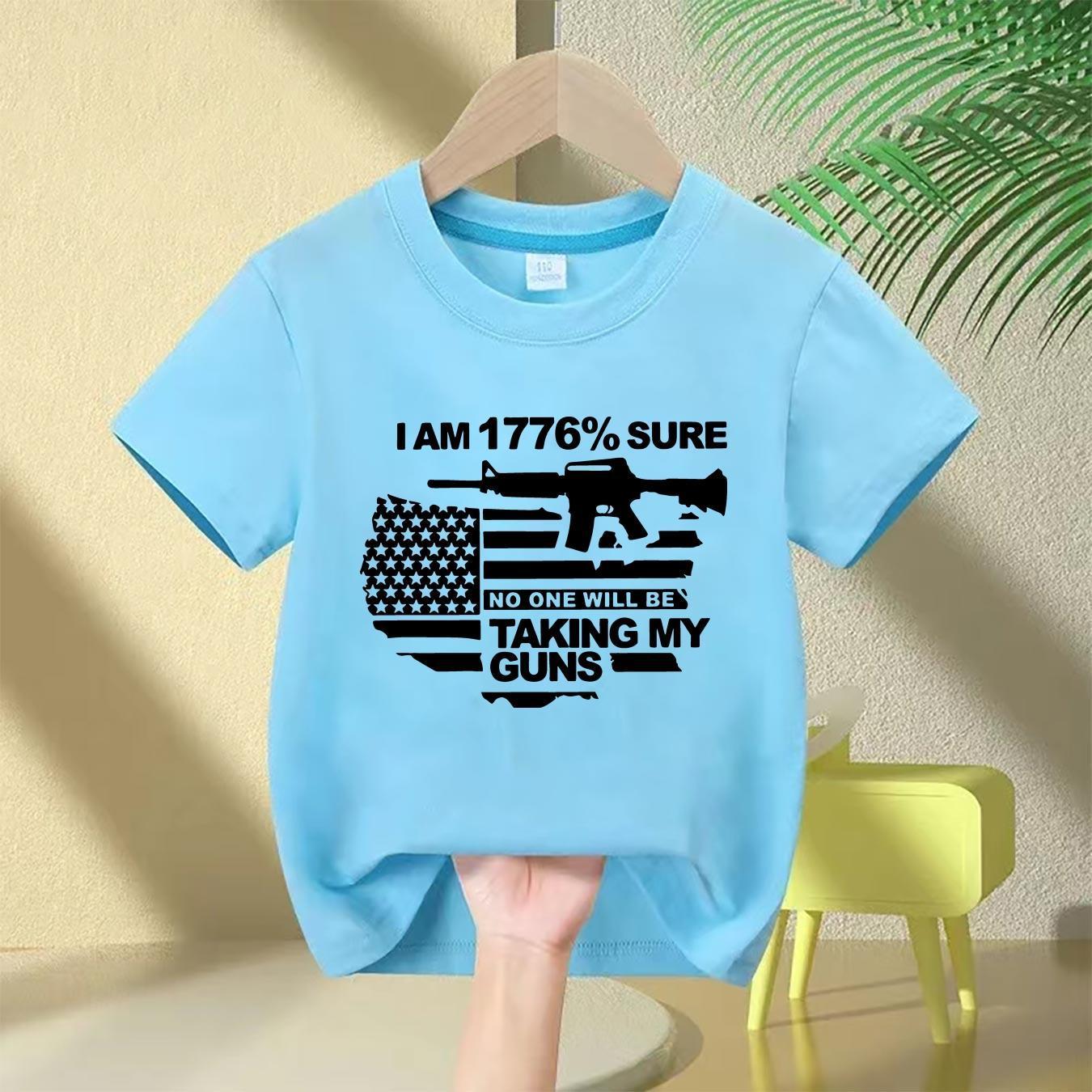 4pcs Patriotic Iron-On Transfer Patches - "I AM SURE NO ONE WILL BE TAKING MY GUNS" Design with American Flag & Rifle Silhouette - Durable, Easy to Apply Decals for DIY Clothing, Bags & Accessories