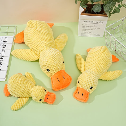 2pcs Squeaky Duck Dog Toys - Soft Plush, Chew-Resistant, Bright Yellow with Orange Beak & Feet, Fun Indoor Play for All Breeds, Teeth Cleaning & Boredom Relief, Includes 3 Sizes (S/M/L)