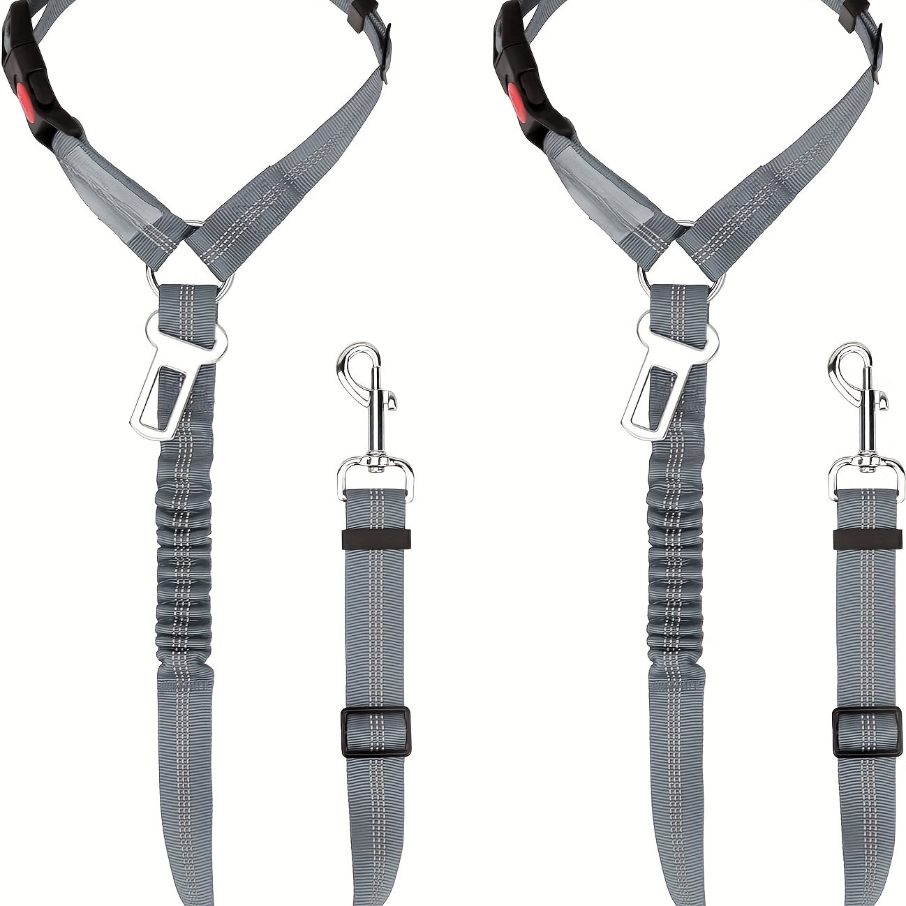 2-Pack Heavy-Duty Nylon Dog & Cat Car Safety Harnesses with Adjustable Headrest Restraint System, Secure Locking Mechanism & Comfortable Padded Vest - Vehicle Seat Belt System for Secure Travel, Machine Washable Pet Car Seatb