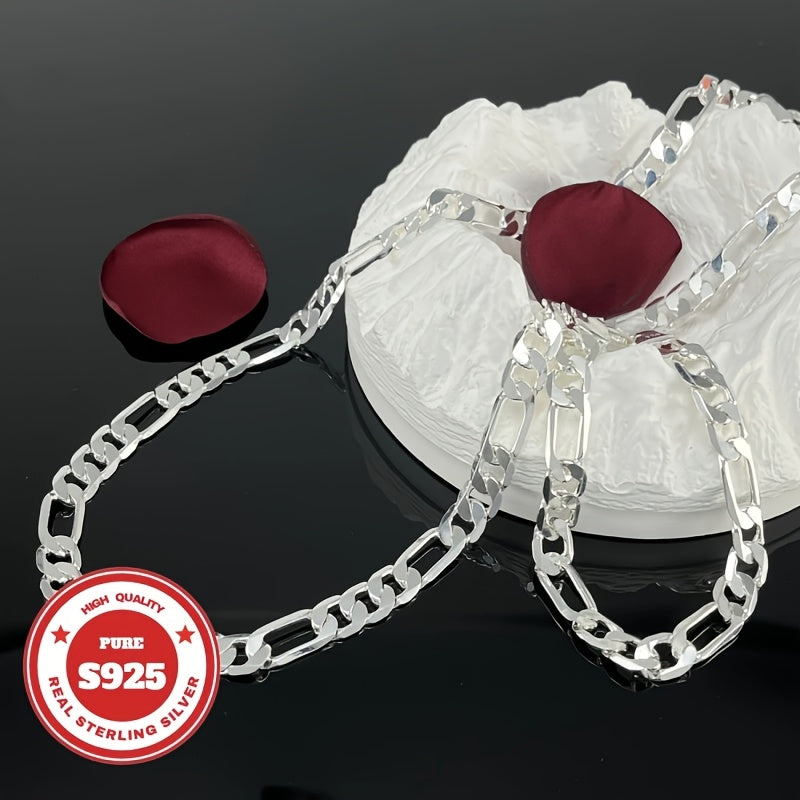 925 Silver Jewelry -6mm Wide - Two-piece Set - Figaro Necklace, Bracelet Combination - Fashionable Jewelry For Men And Women, Daily Wear - Queue Wear - Festival Gift - Independence Day Gift - Graduation Gift - Birthday Gift