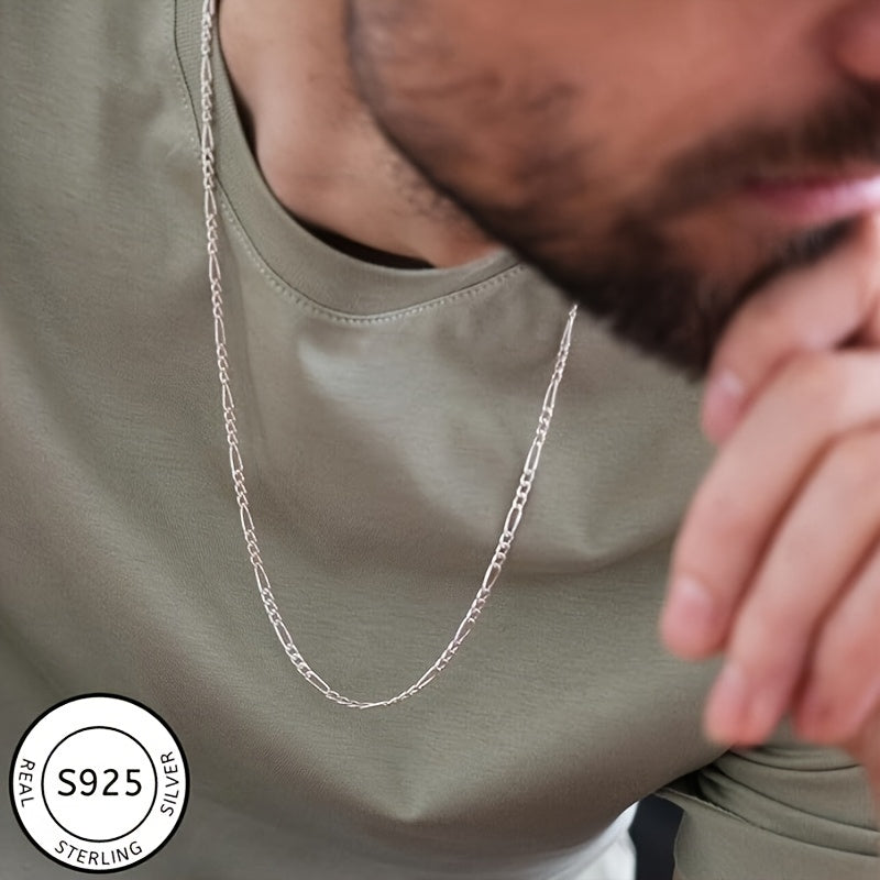 925 Sterling Silver Figaro Chain Necklace - 2.0mm Simple Necklace For Men And Women, Perfect For Christmas/New Year/Valentine'S Day