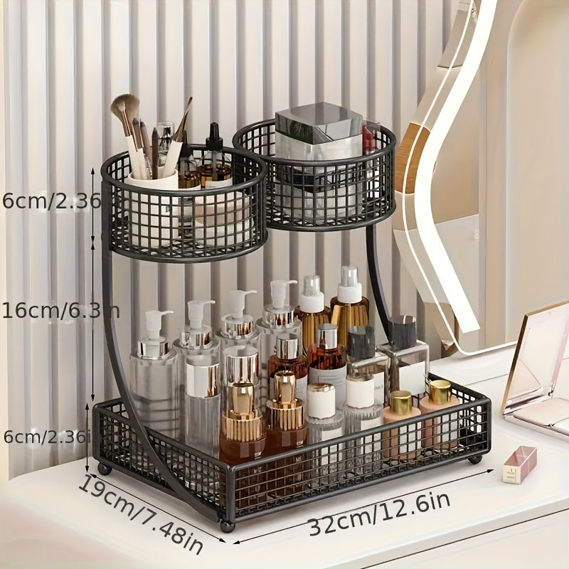 FJNATINH Two Tier Metal Cosmetic Organizer Shelf For Vanity