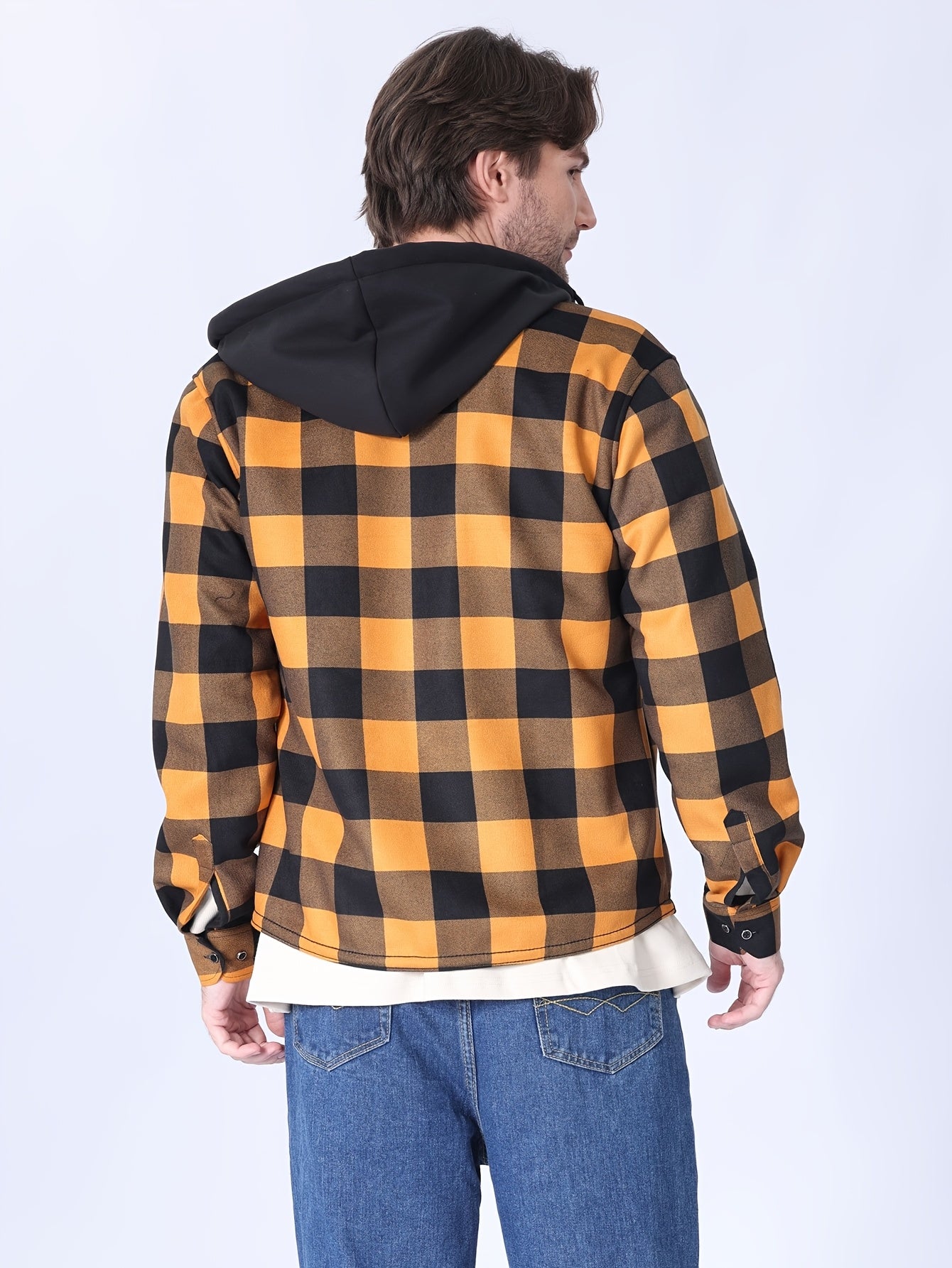 2026 New Men's Shirt Thanksgiving And Christmas Gift Couple Outfits Unisex | Winter JacketMen's Winter Pajamas Flannel Plaid Casual Shirt | Double Pocket Thickened Warm Desig Regular Fit Hooded Long Sleeve Shirt Men's Warm Ja