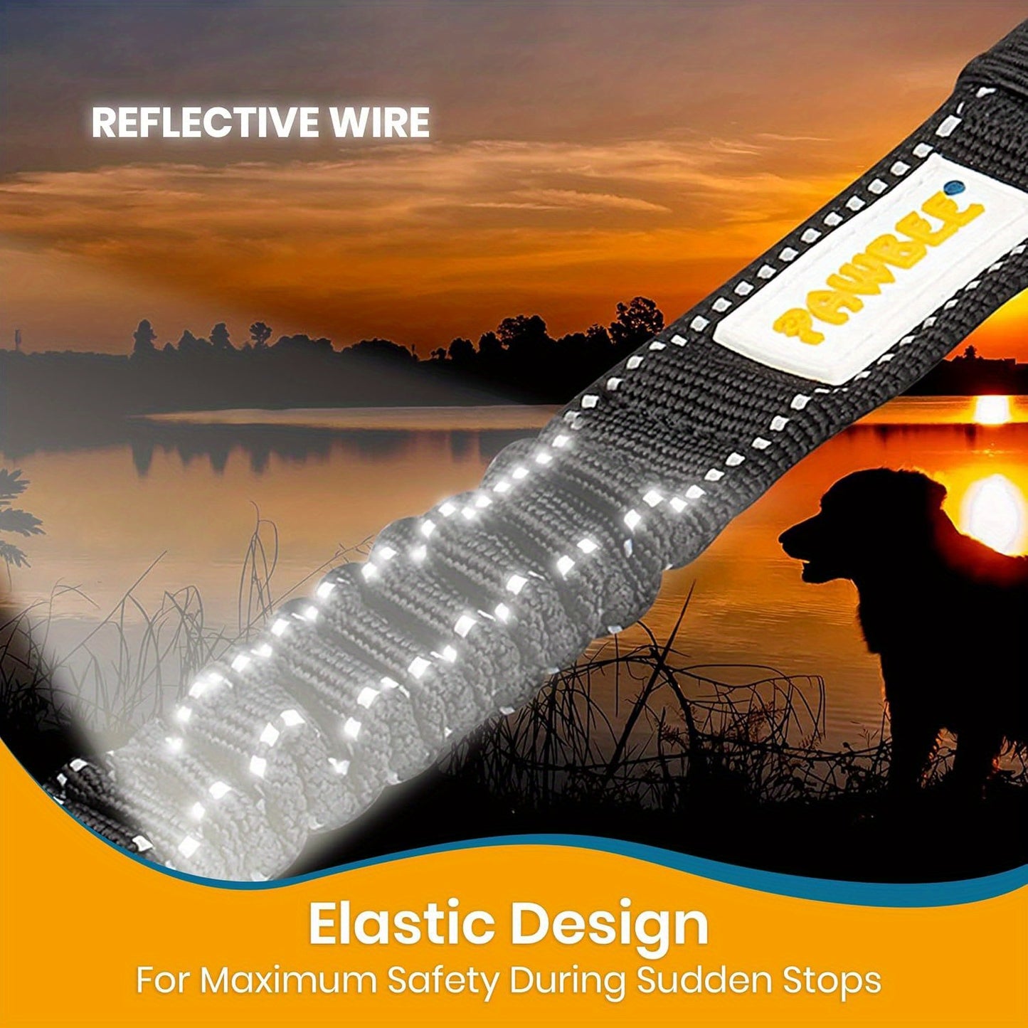 2 Adjustable Dog Seat Belts for Cars - Elastic Bungee Harness with Easy Clip, Durable Car Leash for Medium to Large Dogs, Black & Orange Design, Secure Dog Restraint System, Dog Seat Belt, Medium Large Dog, Sturdy Metal Buckl