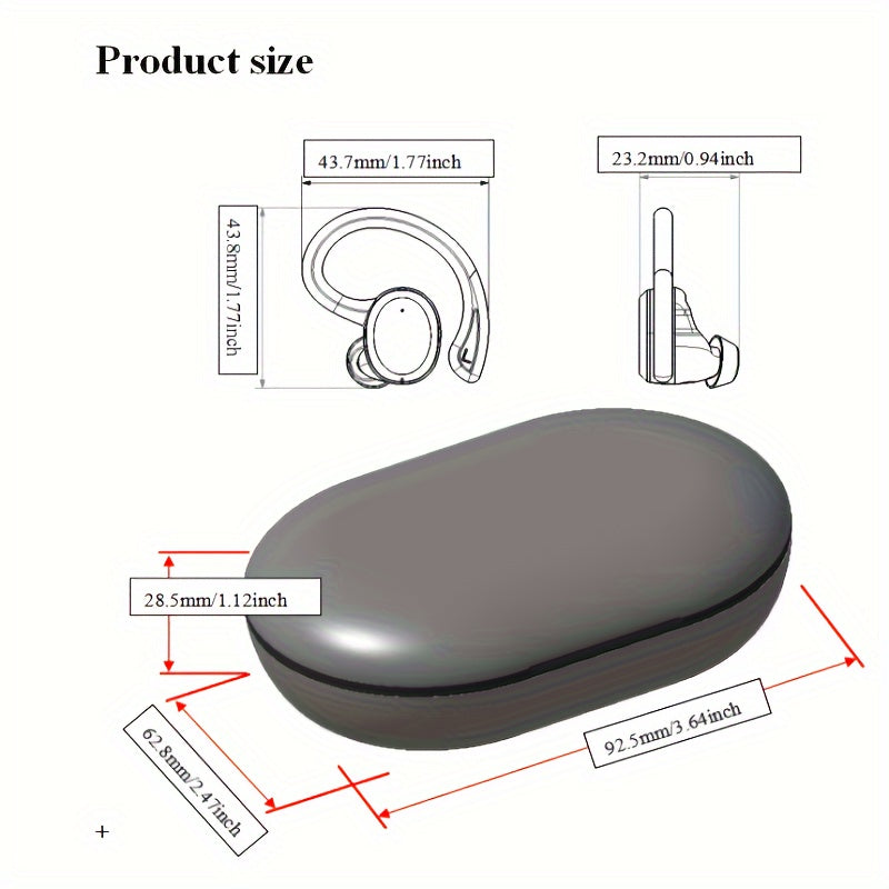 2024 Wireless 5.3 Earbuds 14.2mm Driver Stereo, 48 Hours Headphone with Ear Hanging, Wireless Earbuds with 4 Noise Canceling Microphones, Suitable for Exercise/Running/Cycling Android/IOS