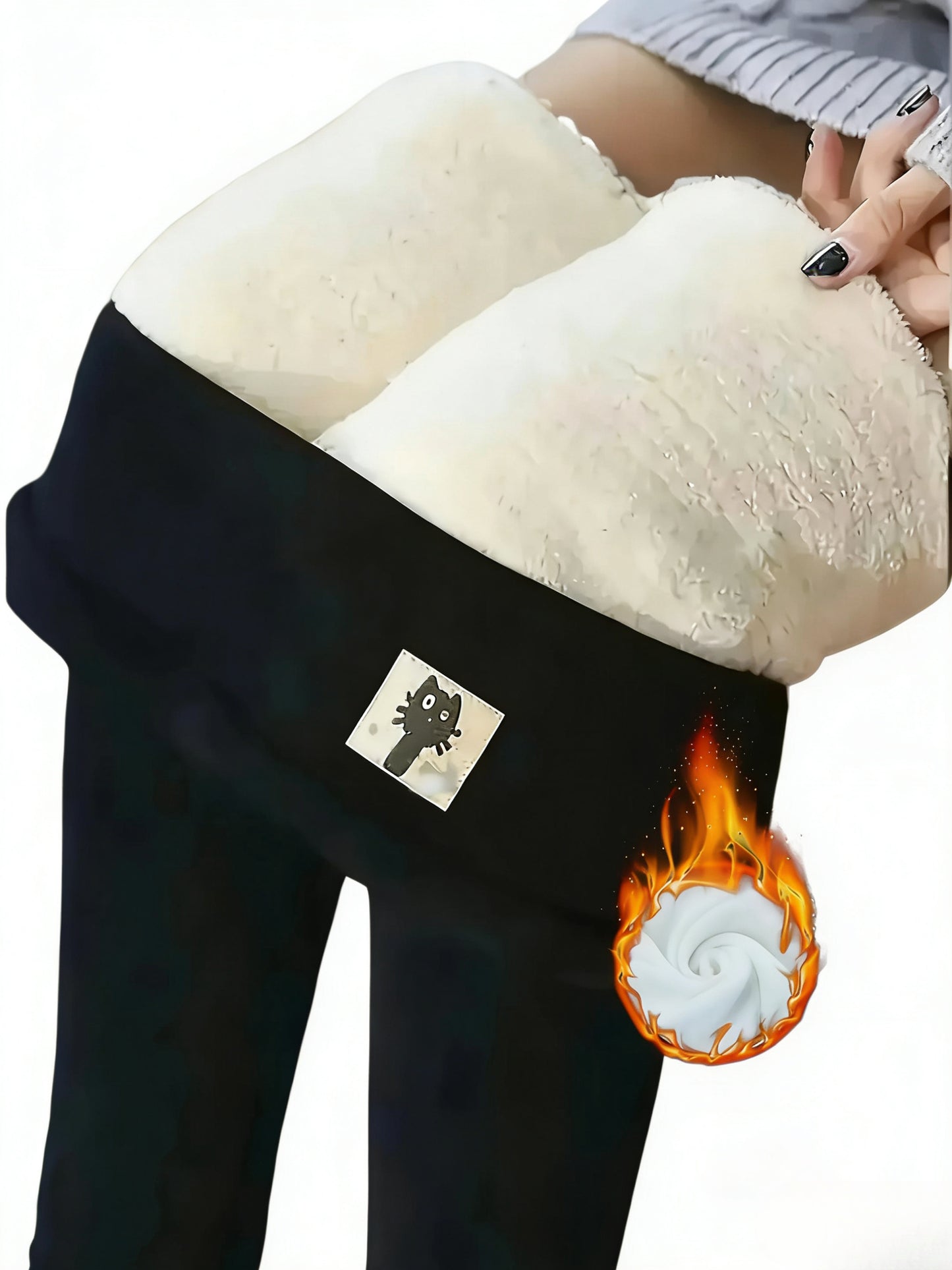 Winter Fleece-Lined High-Waist Yoga Pants For Women Elastane Fabric DetailingCraft