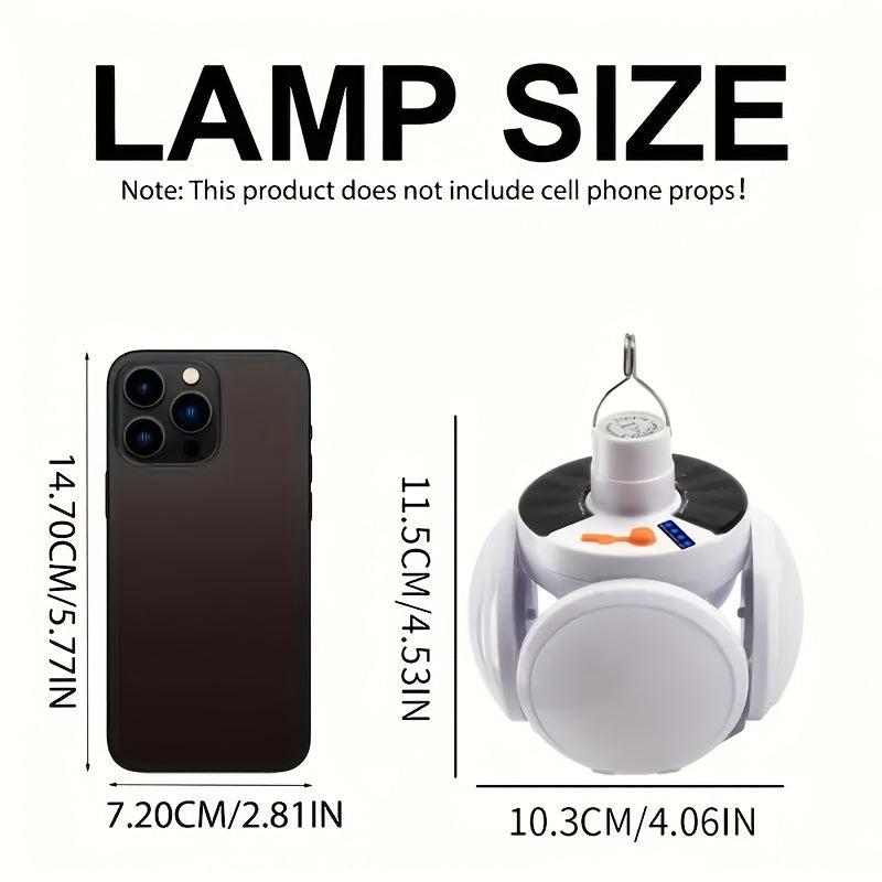 1/2pcs Solar Folding Light with 5 Adjustable Modes, Lithium Battery, Rechargeable Via Solar Panel, Portable LED Lantern with Detachable Hook for Camping, Emergency Lighting