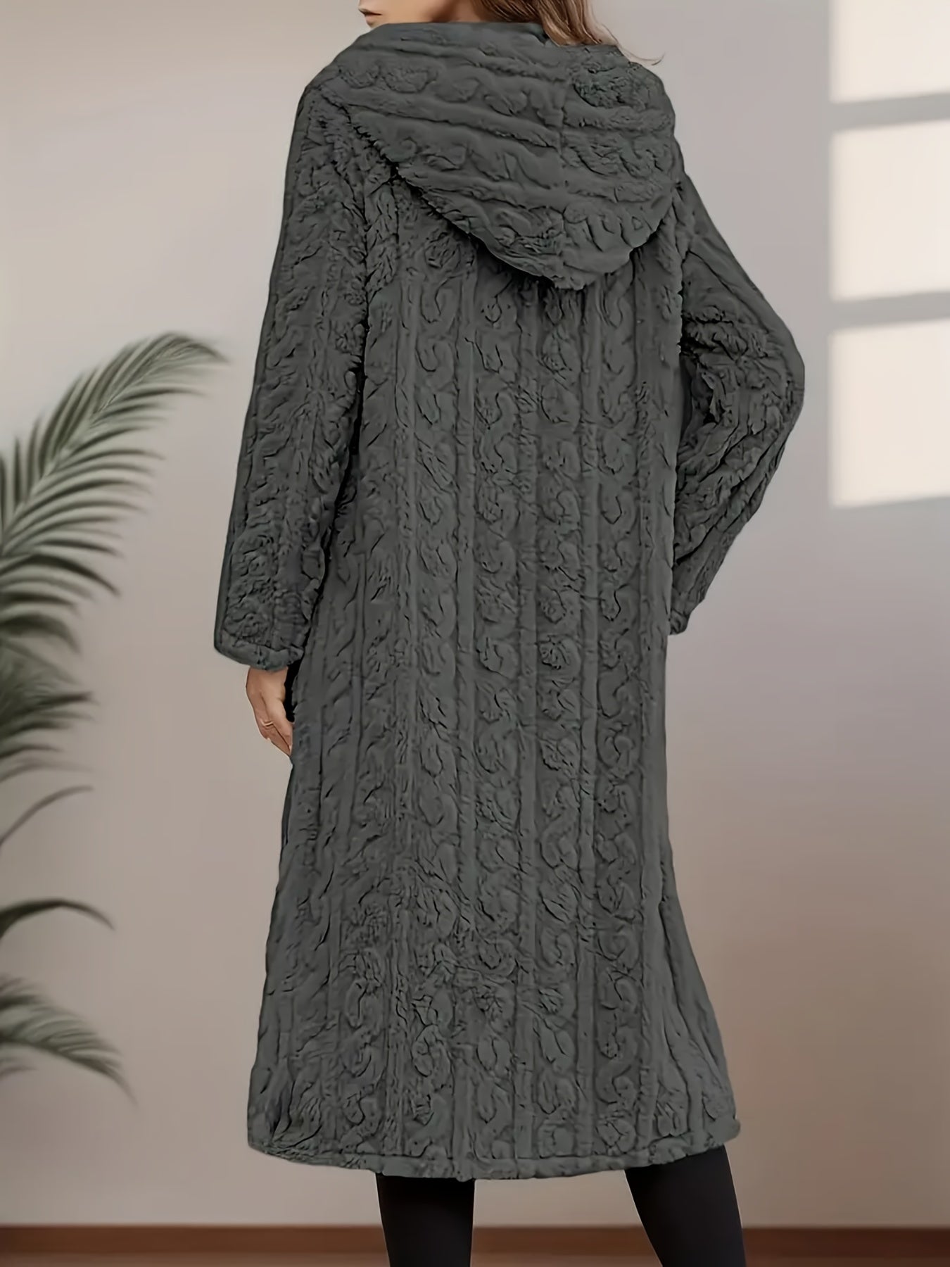 FME Hooded Cable LonglineOvercoat For Winter Warmth And SophisticationTexture Premium