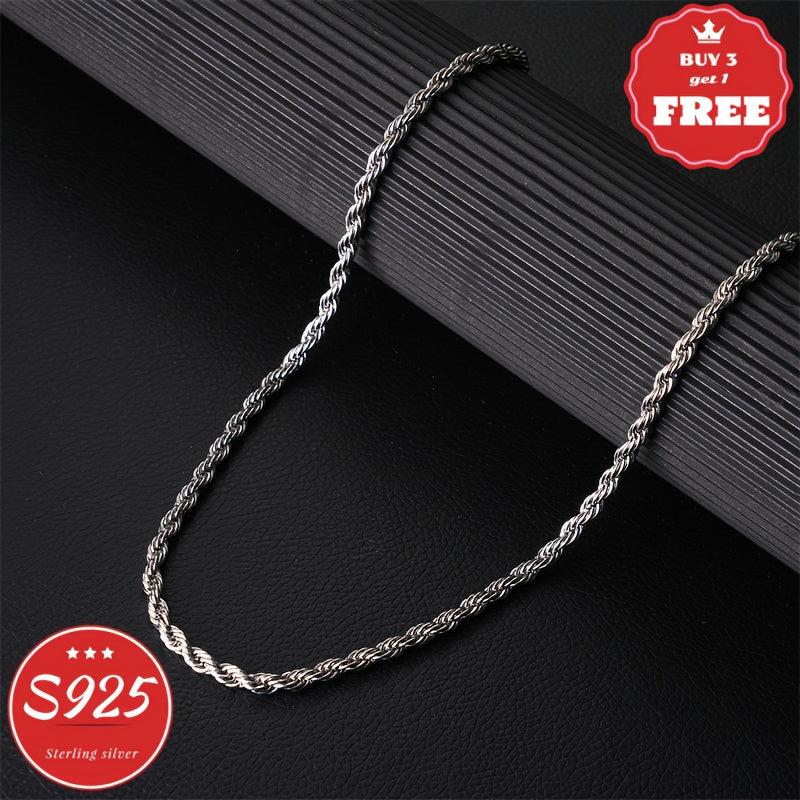 Italy 925 Handmade Sterling Silvery Necklace, Fashion Twist Necklace For Men And Women, Holiday, Valentine'S Day, Everyday Everything - With Exquisite Gift Box (buy 3 Get 1 Free)