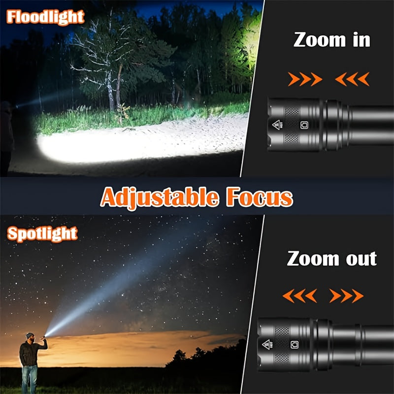 YOOMUE 2 Pack High Lumen Aluminum Flashlights With Zoomable Beam And Rechargeable 1200mAh Batteries