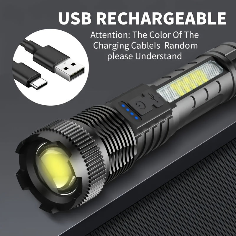 4 Pack USB Rechargeable Handheld LED Flashlights With COB
