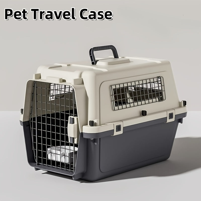 [Airline Approved Pet Carrier] Large Portable Airline Approved Pet Travel Carrier | Hard-Sided Kennel with Metal Door, Anti-Pressure & Anti-Fall Design, Durable Construction, Secure Locking System & Easy-Carry Handle - Ideal