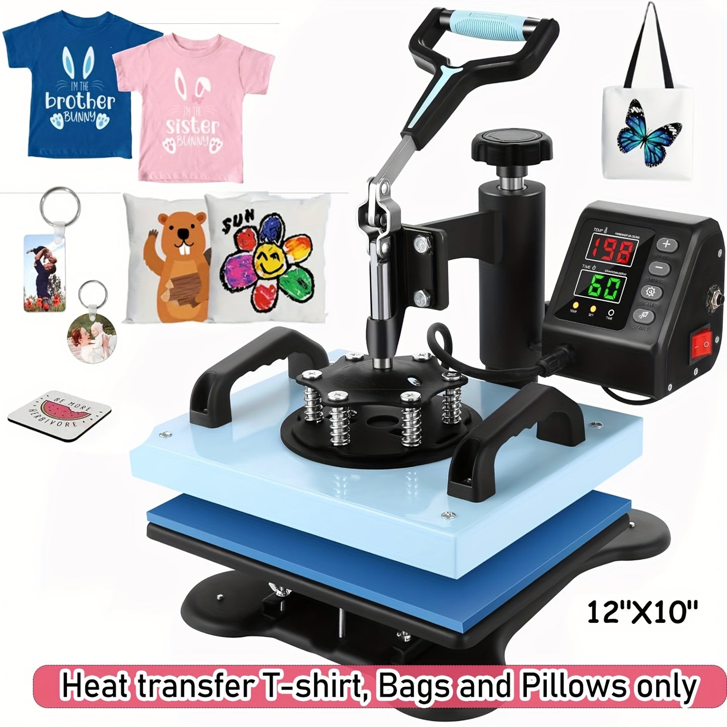 15"x15"/15"x12" 8-in-1/ 5-in-1 Heat Press Machine for T-Shirts, Bags, Pillows, Hats, Caps, Tumblers - 12"x10" T-Shirt Machine Can Only Press T Shirts, Pillows And Bags - HOMDOX Professional Sublimation Combo with Swing Away D