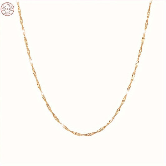 1pc Vintage Elegant 18K Golden Plated 925 Sterling Silver Necklace, Synthetic August Birthstone, 1mm/1.5mm/2mm, Ideal for Daily Wear & Special Occasions, Valentine'S Day Gift with Beautiful Gift Box