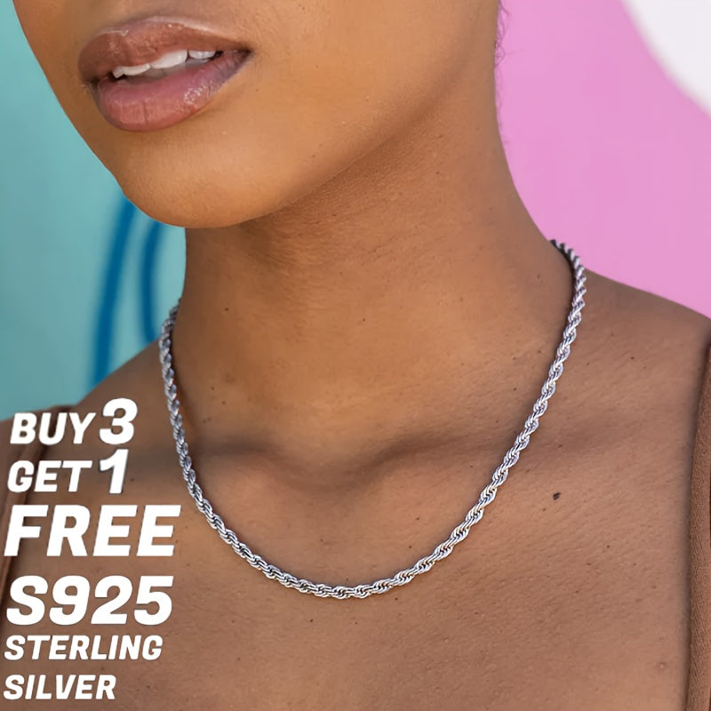 Hot Seller! Affordable 3mm Twisted Chain Necklace, Suitable For Both Teenager And Teenager. Perfect For Girlfriends, Mothers, Daughters. Suitable For Anniversaries, Birthdays And Special Occasions. The Perfect Gift For Boyfri