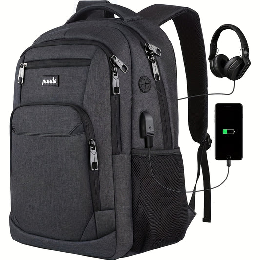 Durable Polyester Laptop Backpack With USB Port TSA-Compliant And Machine Washable