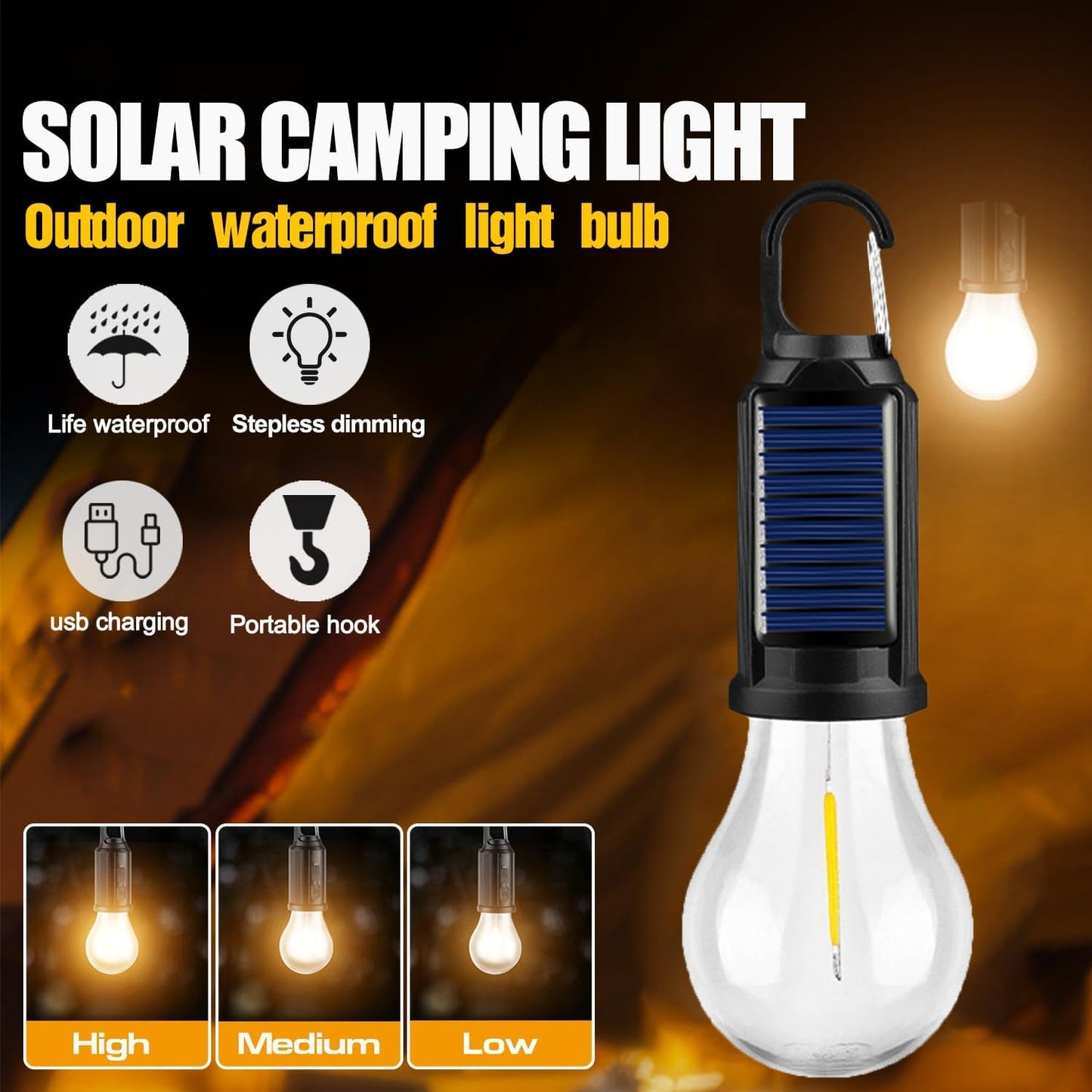 JAHYELEC 10 Pack Solar LED Camping Lanterns USB C Charging