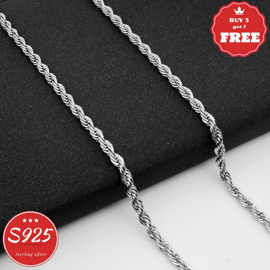 Italy 925 Handmade Sterling Silvery Necklace, Fashion Twist Necklace For Men And Women, Holiday, Valentine'S Day, Everyday Everything - With Exquisite Gift Box (buy 3 Get 1 Free)