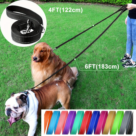 Double-sided reflective pet leash with padded handle, durable nylon dog leash for training, available in 13 colors and 3 sizes, Walking Dog, Outdoor Pet Gear, Comfortable Grip, Sturdy Design, Reinforced Stitching, Lightweight