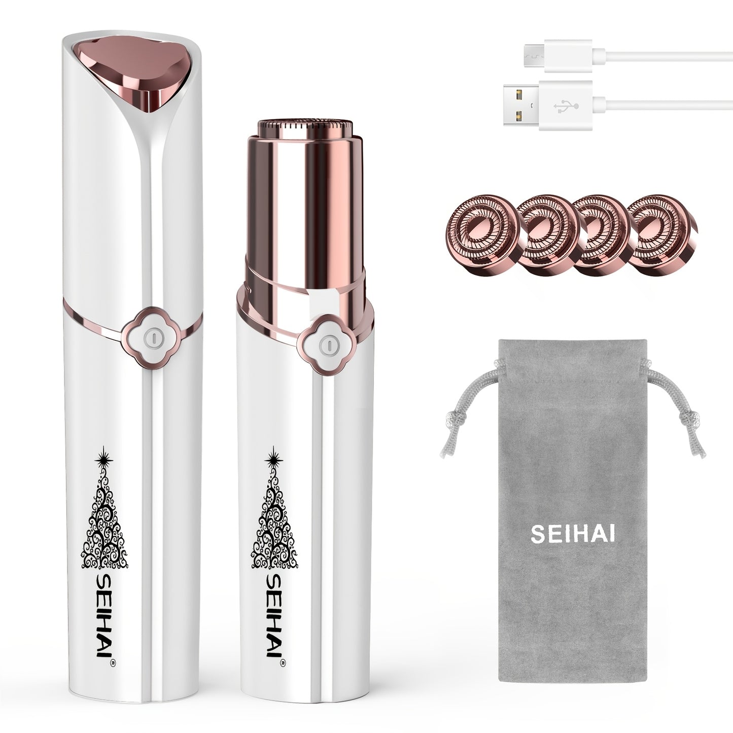 Rechargeable Ladies Electric Shaver And Body Trimmer USB Charging Portable For Face Legs Arms With Replaceable Head