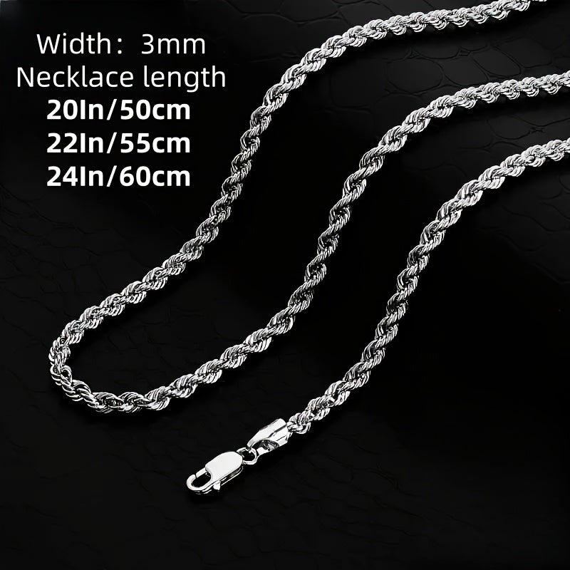 Hot Seller! Affordable 3mm Twisted Chain Necklace, Suitable For Both Teenager And Teenager. Perfect For Girlfriends, Mothers, Daughters. Suitable For Anniversaries, Birthdays And Special Occasions. The Perfect Gift For Boyfri