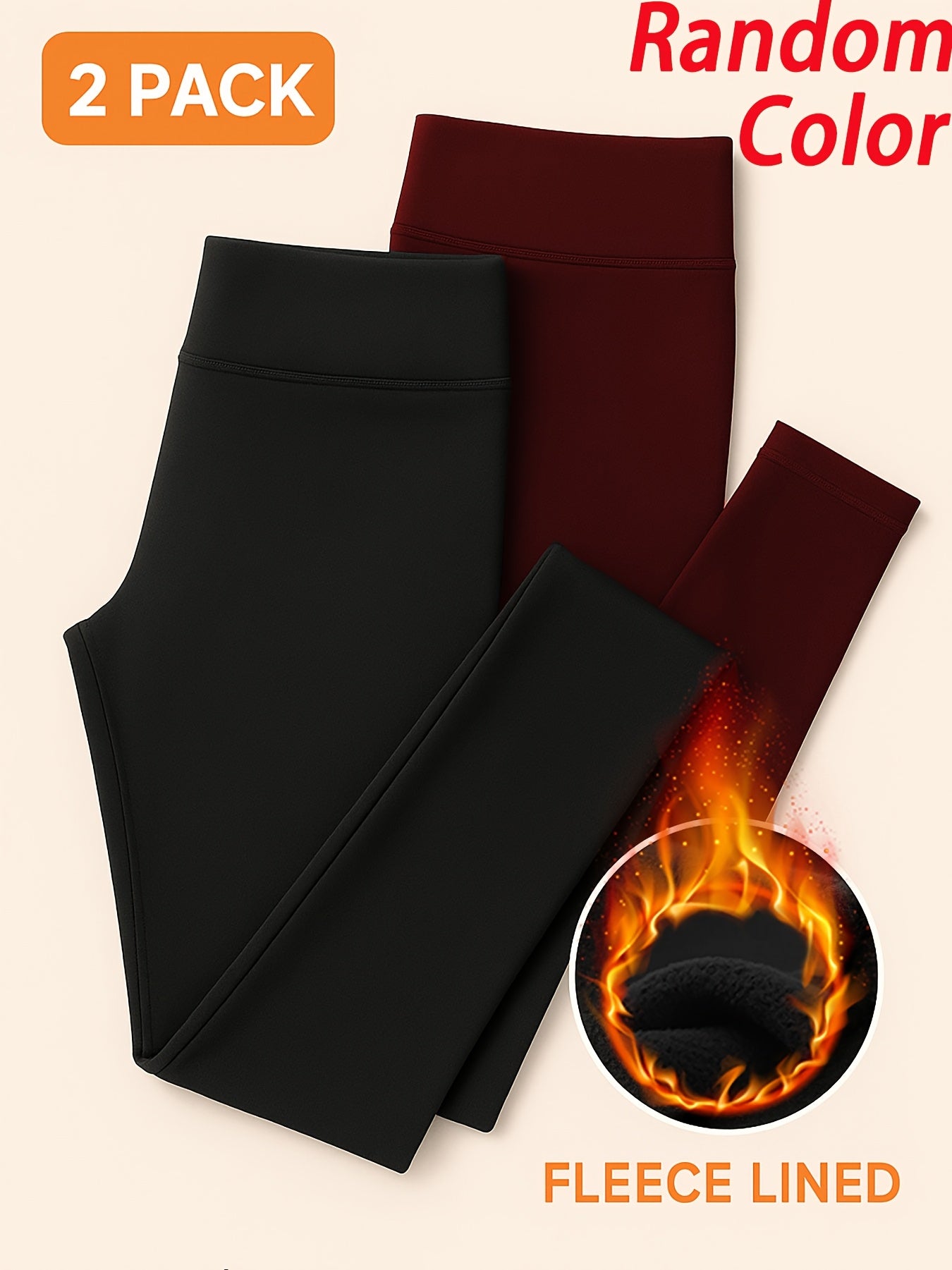 REFEEEL Women's Fleece-Lined Shaping Leggings 2-Pack High Waist Compression Fit