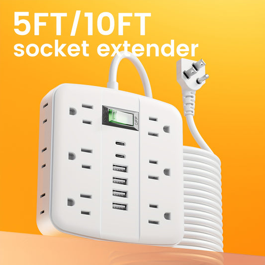CHIEFWAY Surge-Protected 18-in-1 Power Strip 12 AC Outlets USB Ports