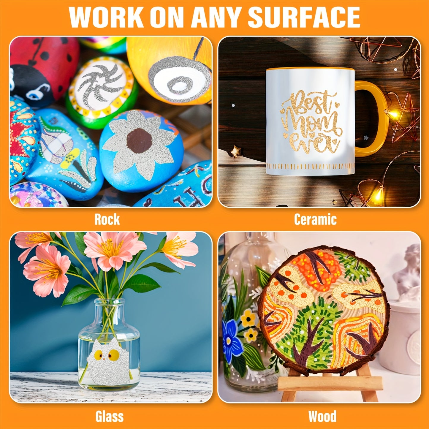 DROAFUL 72 Pieces Metallic Acrylic Paint Pen Set Dual Tips