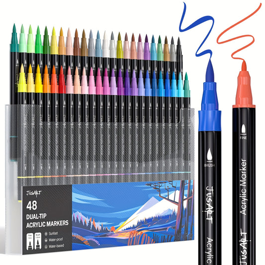 48 Dual Tip Acrylic Paint Pens For Wood Glass Ceramic