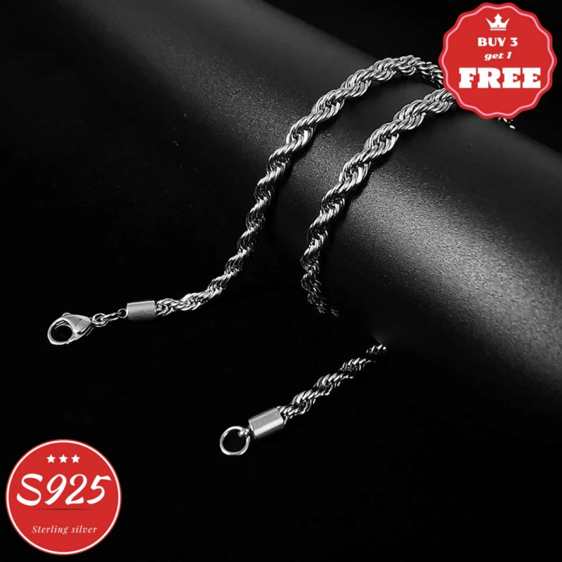Italy 925 Handmade Sterling Silvery Necklace, Fashion Twist Necklace For Men And Women, Holiday, Valentine'S Day, Everyday Everything - With Exquisite Gift Box (buy 3 Get 1 Free)