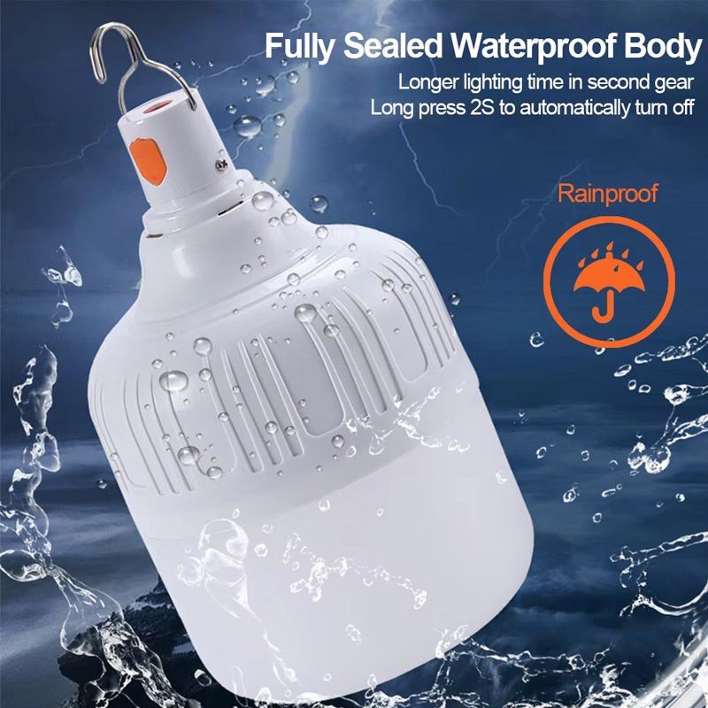 4pcs USB Rechargeable LED Camping Lanterns - Portable Emergency Bulb Lamps with 3 Brightness Modes, High-Power Tent Lights for Outdoor, Camping, and Emergency Use, White, Camping Lights, Tent Illumination, Sleek Design, Durab