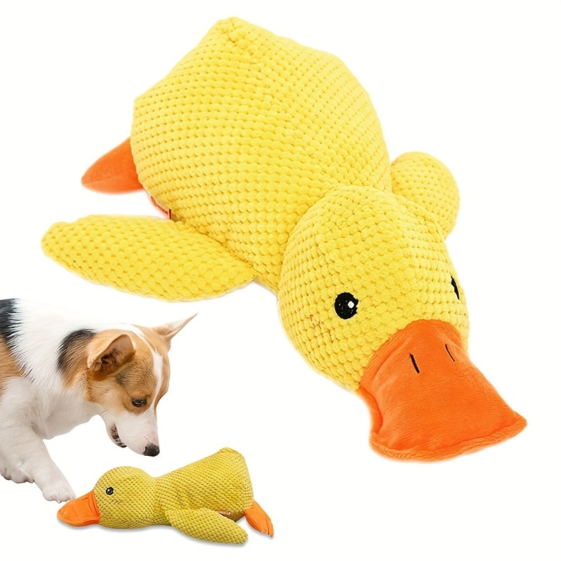 2pcs Squeaky Duck Dog Toys - Soft Plush, Chew-Resistant, Bright Yellow with Orange Beak & Feet, Fun Indoor Play for All Breeds, Teeth Cleaning & Boredom Relief, Includes 3 Sizes (S/M/L)