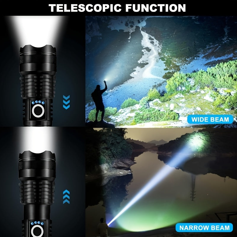 Rechargeable LED Flashlight 500 Lumen 5 Modes Multifunctional Handheld for Home Emergency Hiking