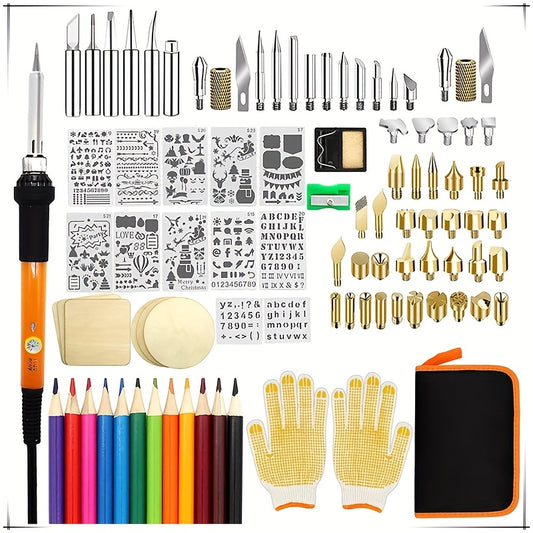 Wood Burning Kit 112-Piece With Adjustable Temperature Tips Molds For Engraving DIY