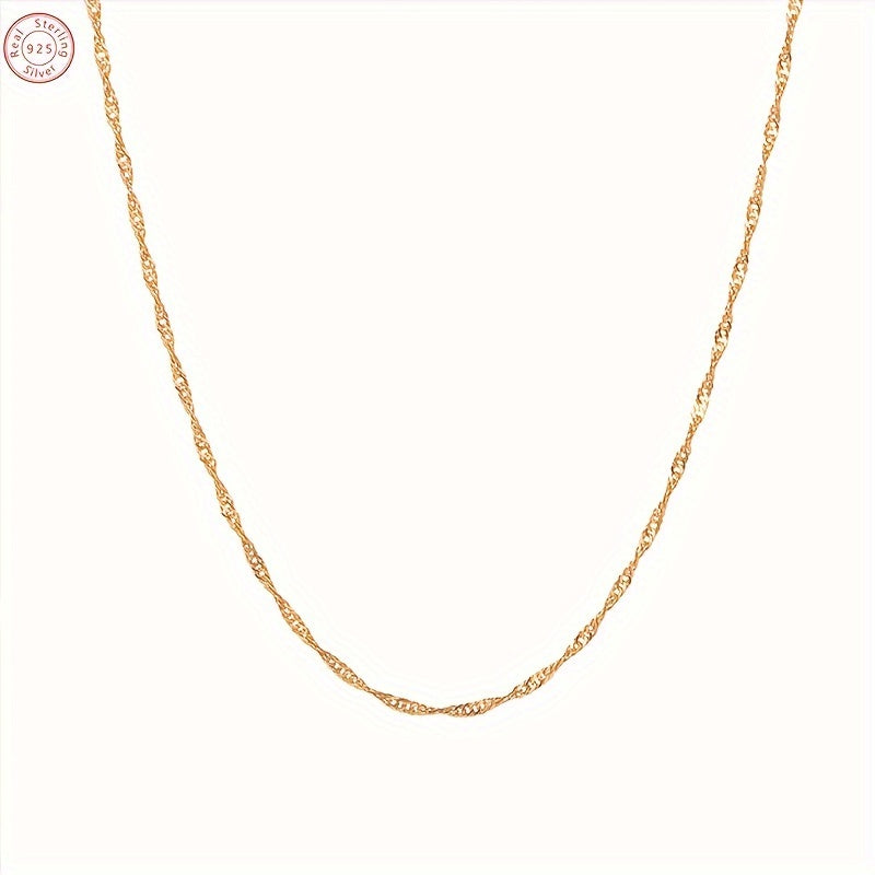 1pc Vintage Elegant 18K Golden Plated 925 Sterling Silver Necklace, Synthetic August Birthstone, 1mm/1.5mm/2mm, Ideal for Daily Wear & Special Occasions, Valentine'S Day Gift with Beautiful Gift Box