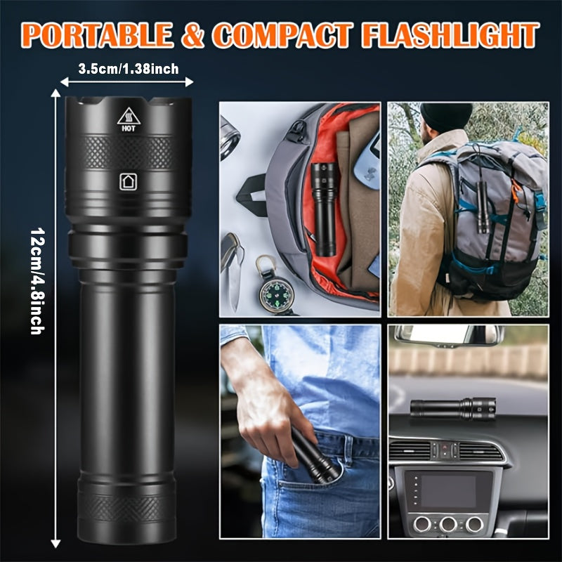 YOOMUE 2 Pack High Lumen Aluminum Flashlights With Zoomable Beam And Rechargeable 1200mAh Batteries