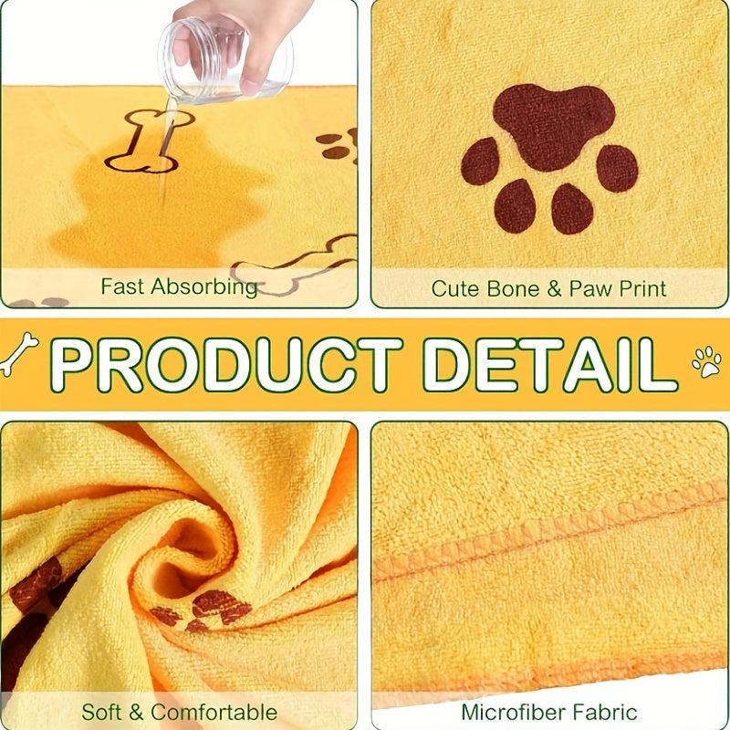 4pcs Quick-Dry Pet Towels for Medium Dogs - Soft, Absorbent Polyester with Colorful Paw Print Design, Ideal for Bathing and Grooming, Dog Bath Towels|Playful Design|Quickdry Fabric, Dog Towels