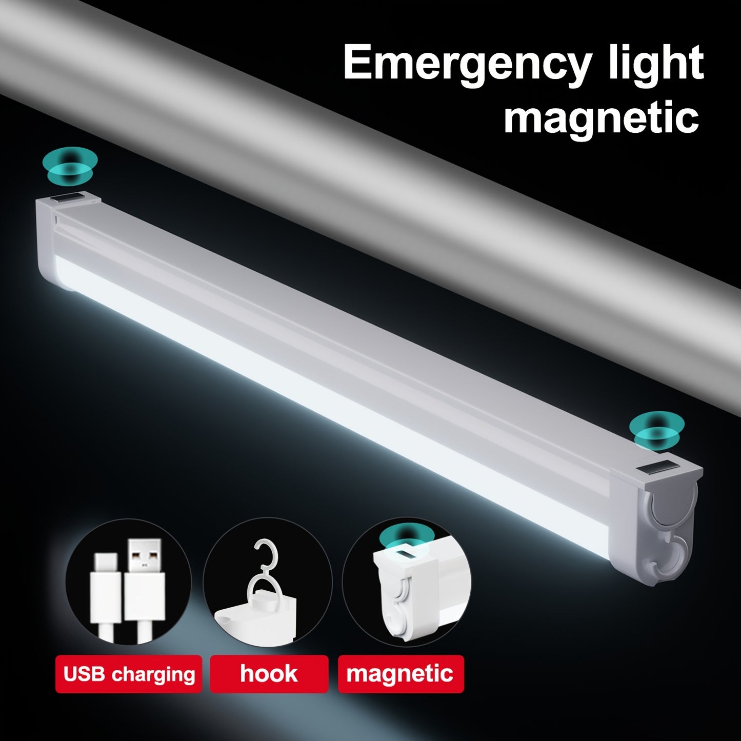 6-Pack 2025 Rechargeable Emergency Lamps | Long-lasting with USB Charging, Magnetic & Hook Features, Ideal for Automotive Repair, Garage Lighting, Inspection & Maintenance, Portable Illumination, Warning Flash, Camping, Night